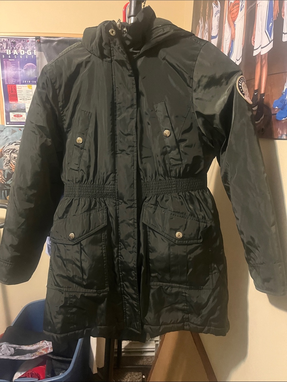 Weatherproof olive green Kids Hooded Puffer Jacket
